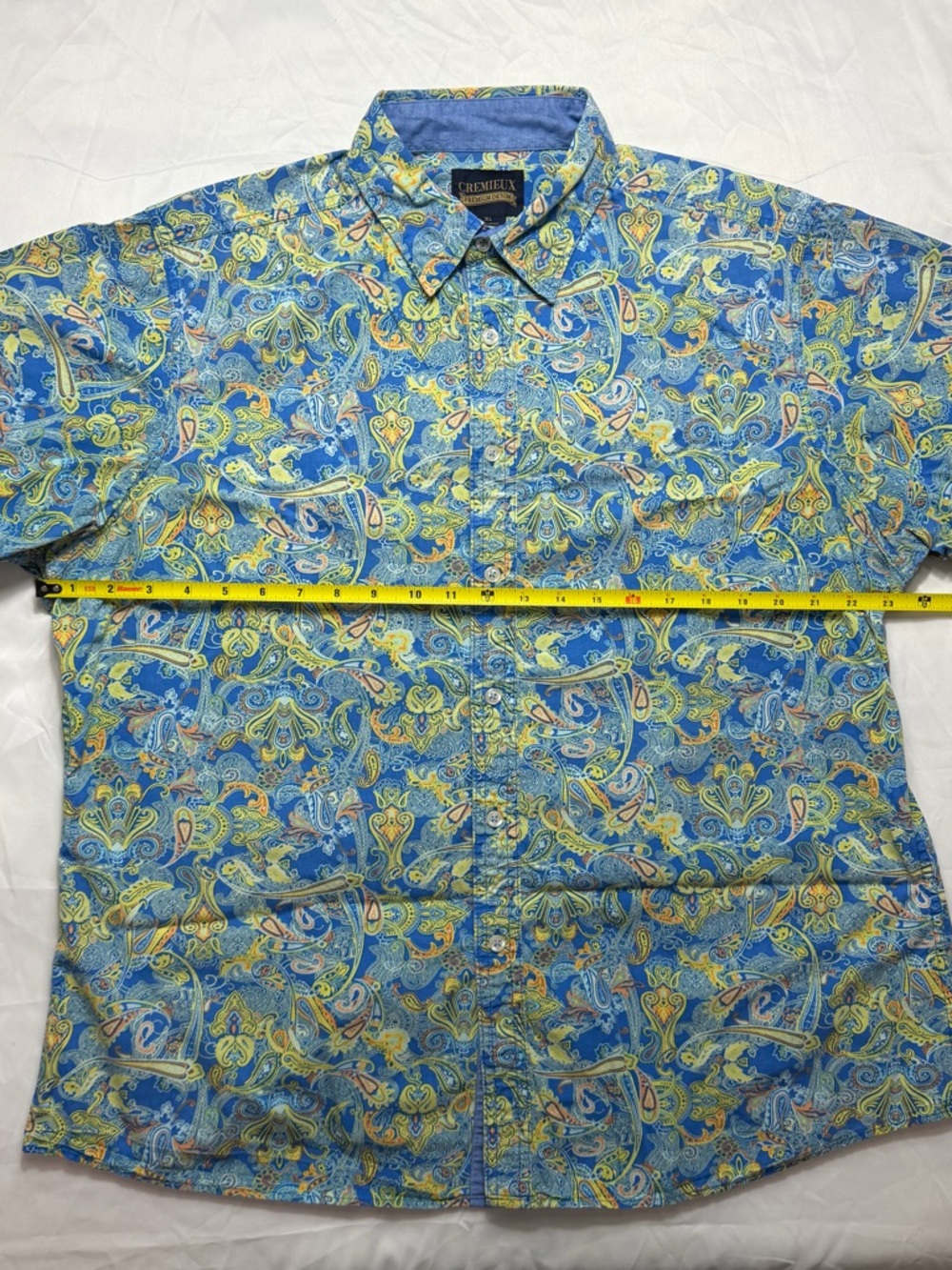 Daniel Cremieux Blue and Yellow Paisley Short Sleeve Button-Up Shirt - Picture 4 of 10